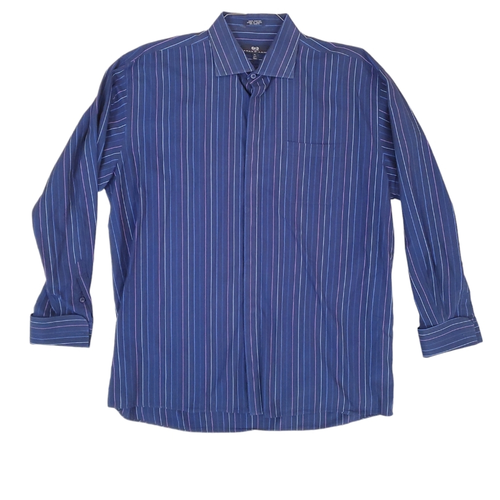 Phat Farm Men's Blue Stripe Long Sleeve Button Down Dress Shirt XL‎ Tall